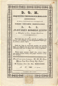 Cartel anunciador del examen de grado de Bachiller en Teologa de la Universidad de Valladolid