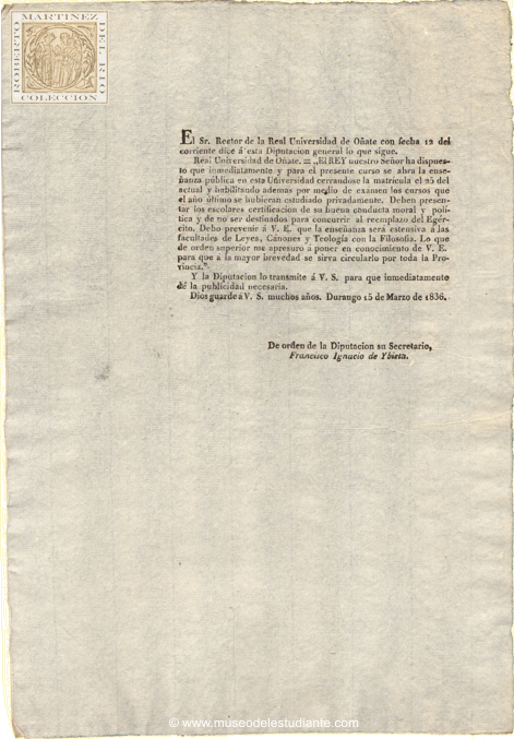 Instrucciones para la apertura del curso acadmico en la Universidad de Oate