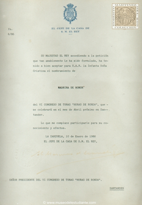 Carta de la Casa Real Espaola
