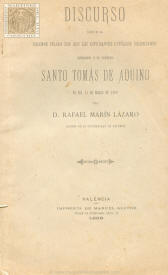 Discurso leído en la solemne velada con que los estudiantes católicos valencianos honraron a su patrono Santo Tomás de Aquino el día 13 de marzo de 1898