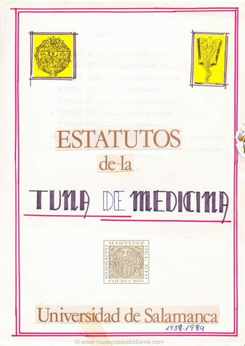 Estatutos y cuaderno de actividades de la Tuna de Medicina de Salamanca