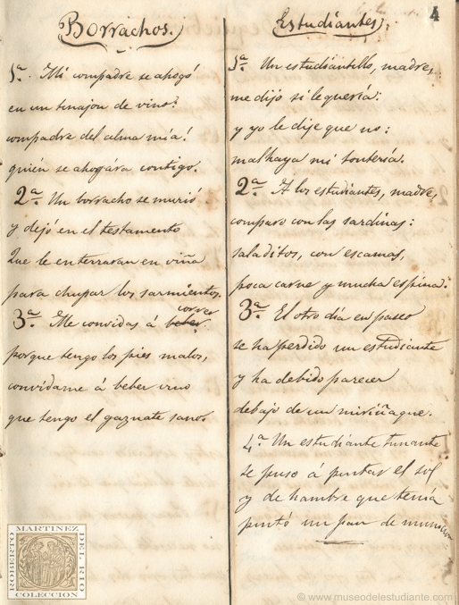 Manuscrito de cantares