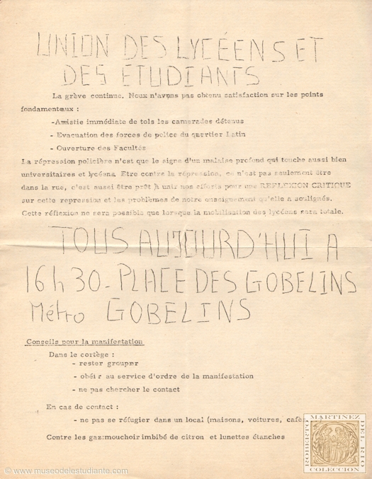 Student riots in France in May 68