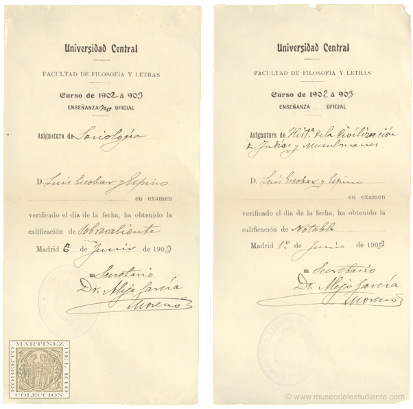 Examination report at the Central University of Madrid