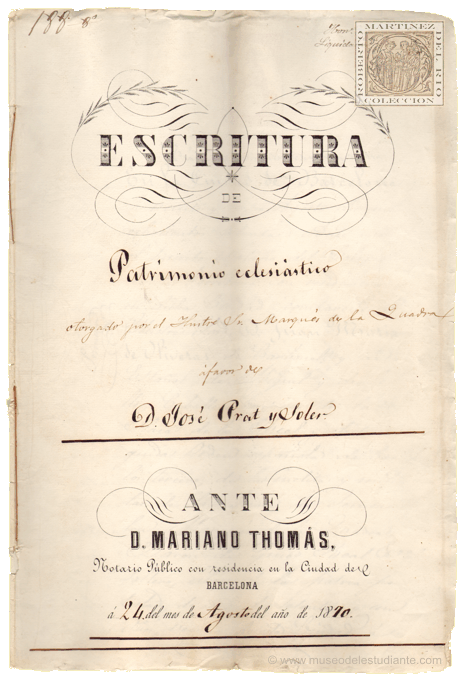 Testament of the Marques de la Quadra in favour of a student of Vic
