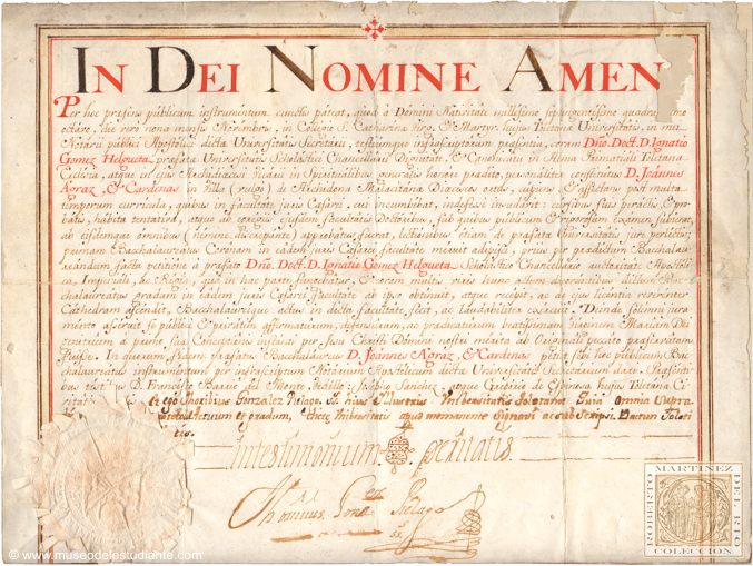 University degree in Law 1748