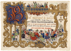 Invitacin al baile de mscaras de la sociedad de estudiantes de la Universidad de Gand