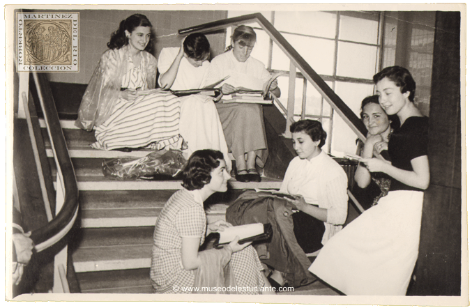 Girls reviewing before the final examination
