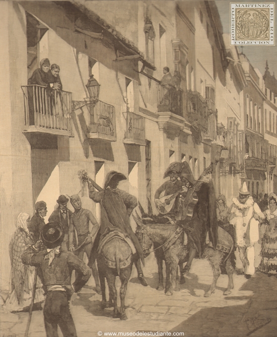 El carnaval en Sevilla. Una serenata en las calles