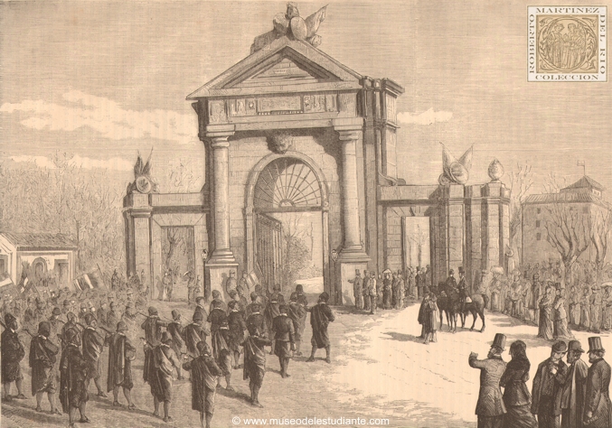Entrada de la Estudiantina en Madrid por la Puerta de San Vicente