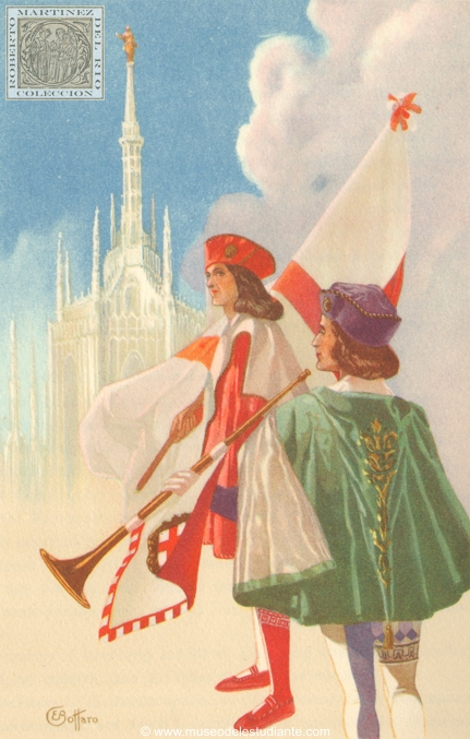 Real Universidad de Miln. Bandera de la ciudad y Trompeta