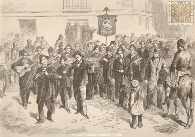 Cuestacin hecha por los estudiantes del Colegio de San Fulgencio, por las calles de Murcia