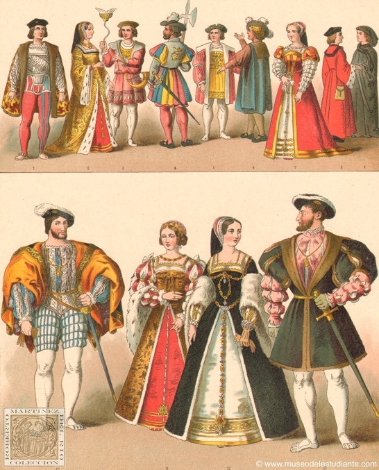 Trajes franceses de la primera mitad del siglo XVI. Escolar