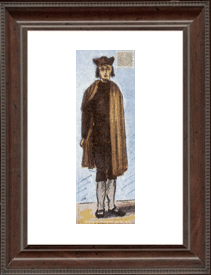 Traje universitario segn la reforma del Obispo Antonio Agustn en 1575. Con media capa