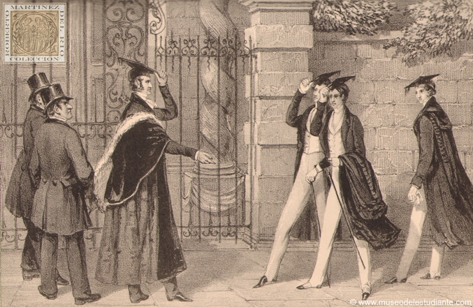 Un Proctor de Oxford solicitndole a un estudiante que se ponga su toga, en vez de llevarla en el brazo