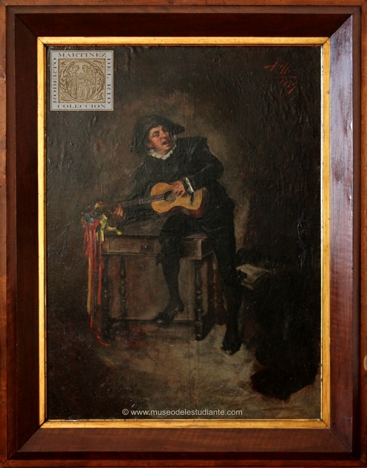 A spanish student playing guitar