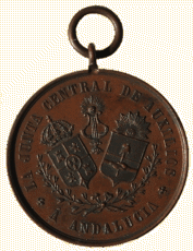 Medalla otorgada a la Estudiantina Española Fígaro en Buenos Aires por la Junta Central de Auxilios a Andalucía
