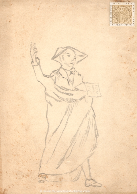 A student reading Don Quixote (sketch)