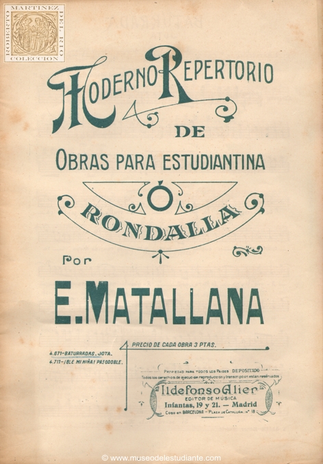 Moderno repertorio de obras para estudiantina o rondalla
