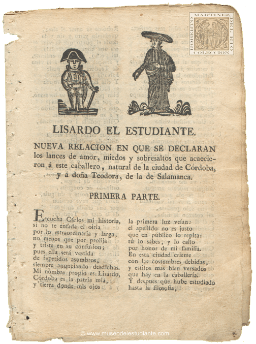 Lisardo el estudiante. Nueva relacin en que se declaran los lances de amor, miedos y sobresaltos que acaecieron  este caballero, natural de la ciudad de Crdoba, y  doa Teodora, de la de Salamanca