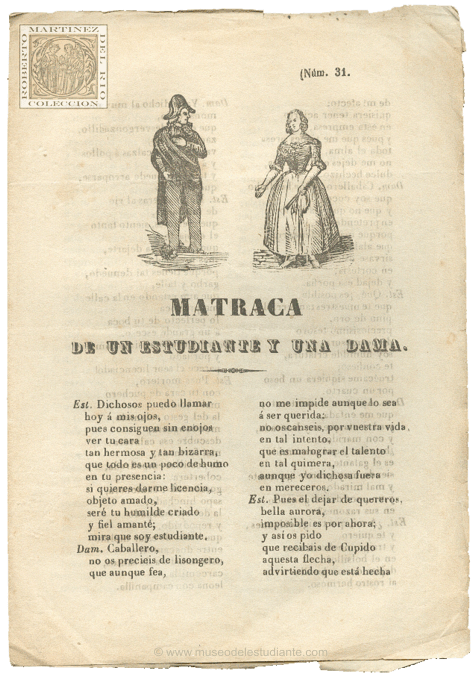 Matraca de un estudiante y una dama