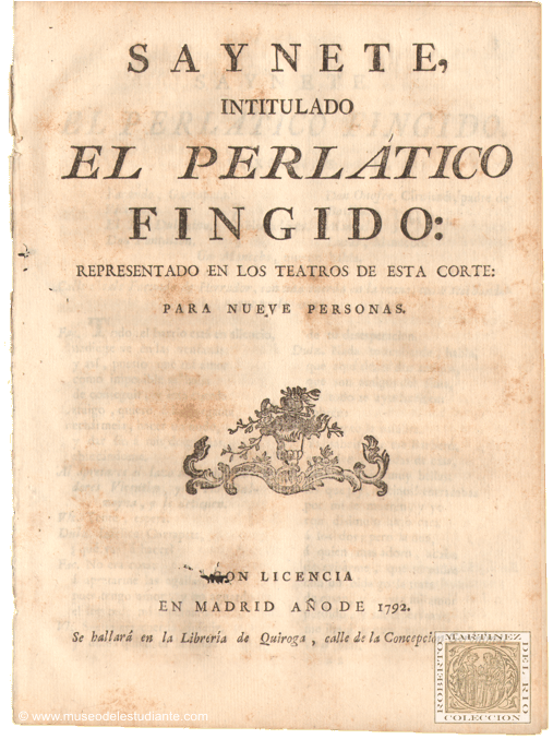 Saynete intitulado El perltico fingido