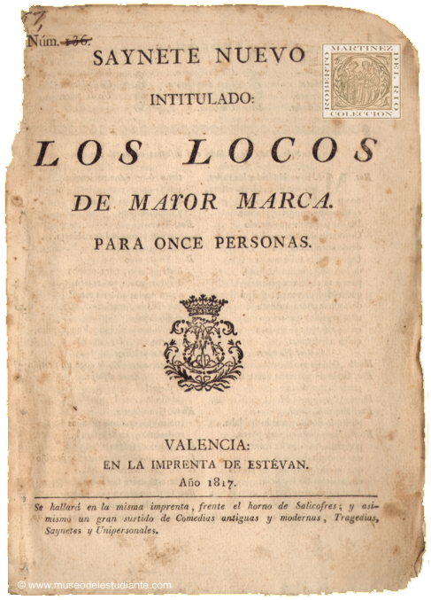 Saynete nuevo intitulado Los locos de mayor marca
