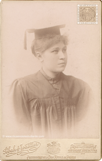 A turkish student at Robert College in graduation gown and cap