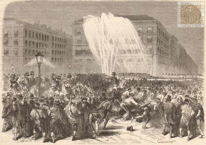 Aspect of the Puerta del Sol, during the disturbances caused by students on April 11