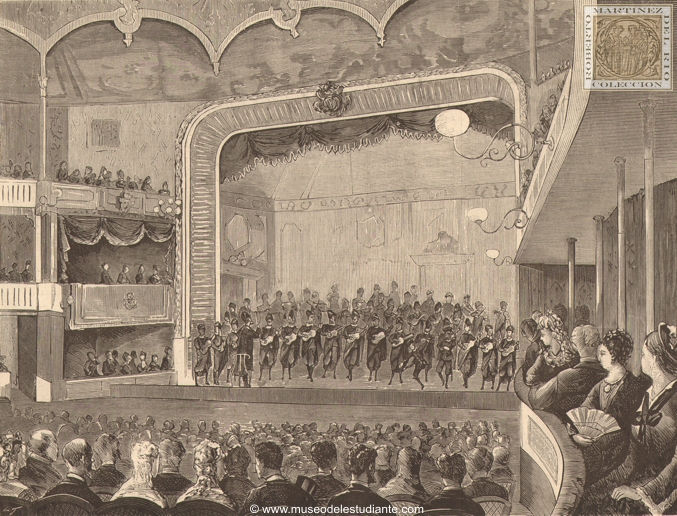 The Spanish Estudiantina. Concert in the Prince Alfonso Theater