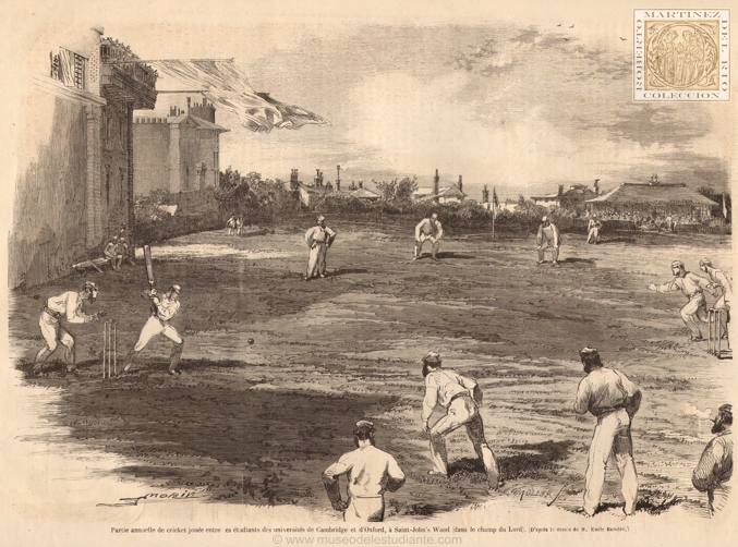 Partido anual de crquet disputado entre los estudiantes de las universidades de Cambridge y de Oxford, en Saint-John's Wood