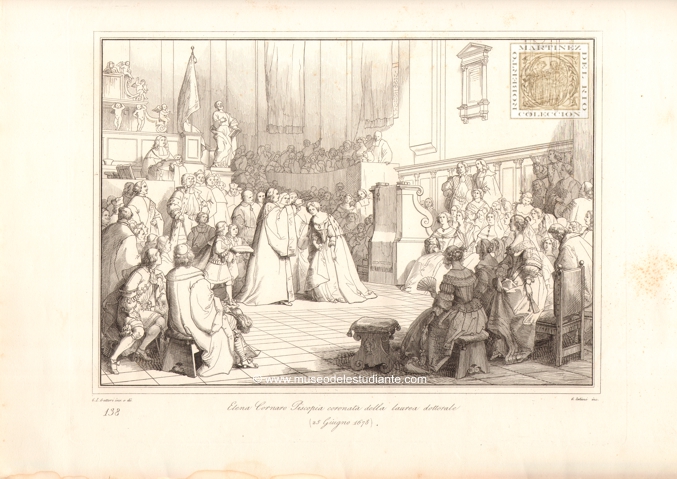 Elena Cornaro Piscopia coronada con el laurea doctoral (25 de junio de 1678)