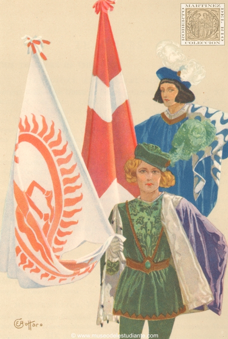 Royal University of Pavia. Undergraduates with City flag