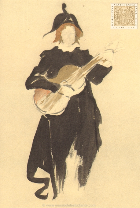 Guitarrista en el caf-concert en Pars Montmartre