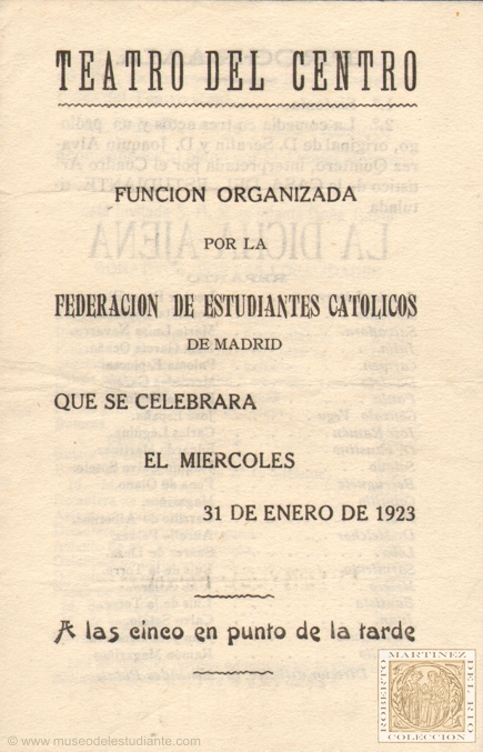 Function organized by the Federation of Catholic Students of Madrid