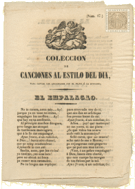 Coleccin de canciones al estilo del dia, para cantar los aficionados con el piano o la guitarra: El ampalagao. La ingrata. La bella Niceta. El torero. El estudiante de Tuna. Cancin del agua va!
