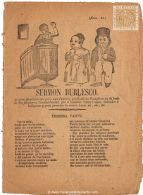 Sermon Burlesco, de gran divertimiento para una funcion, predicado en Pamplona en la boda de dos jibados en Carnestolendas; por el bachiller Calza bragas, visitador d bodegones y gran pescador de vientos bajos, etc., etc., etc.