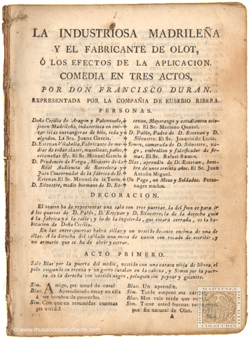 La industriosa madrilea y el fabricante de Olot,  los efectos de la aplicacin